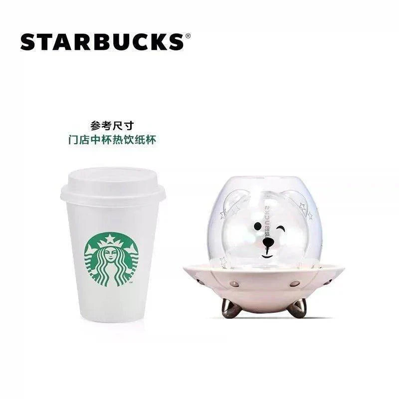 240ml/8.12oz Starbucks China Astronaut and Space Double Wall Glass Cup with Plate