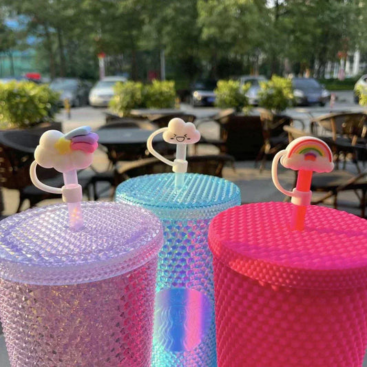 A Set of 3 Rainbow and Cloud Straw Toppers: A Must-Have for Starbucks Lovers - Ann Ann Starbucks