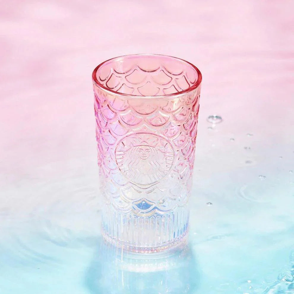 Starbucks 450ml/15oz Anniversary Phantom Pink Gradient Mermaid Scale Crafted Glass Cup