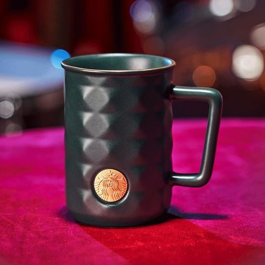 Green Ceramic Mug with Gold Starbucks Logo