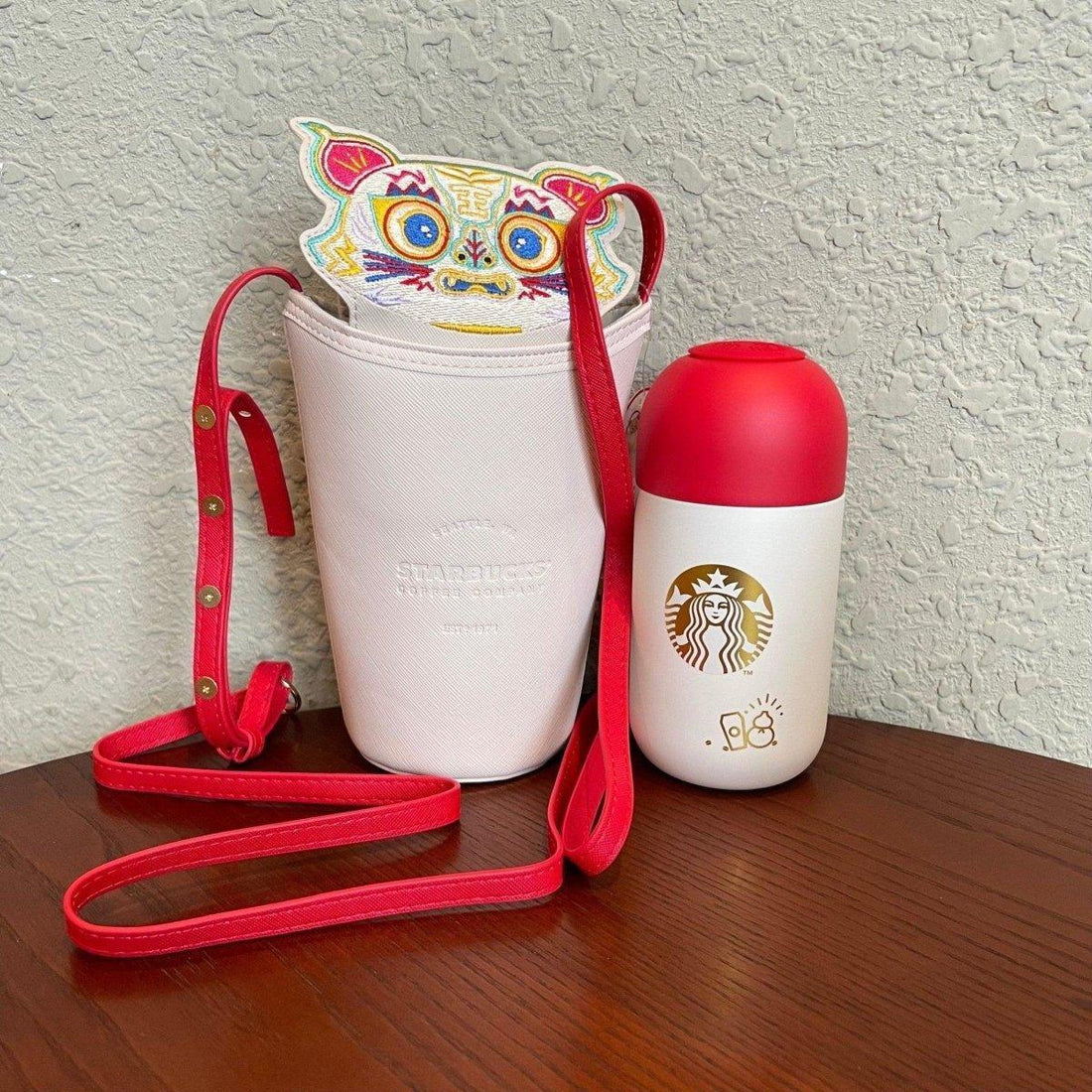 White Tiger Bag and Stainless Steel Tumbler 220ml/ 7,44oz (Starbucks China Chinese Lunar New Year of Tiger Collection) 