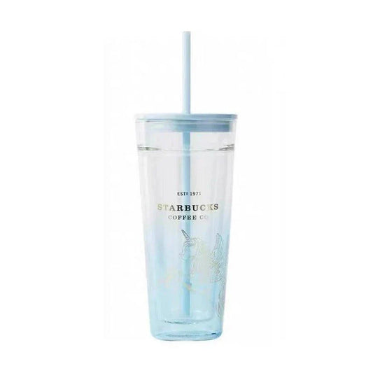 591ml/20oz Fantasy Carousel Double-walled Glass Cup with Straw