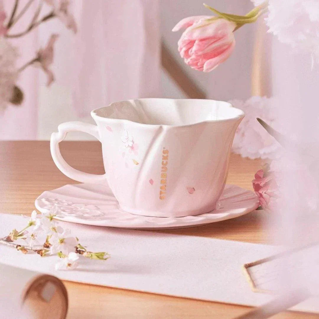 Pink Sakura Ceramic Mug and Plate 355ml/12oz (Starbucks China Sakura Cherry Blossom 2022 Collection ) 