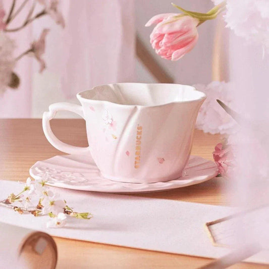 Pink Sakura Ceramic Mug and Plate 355ml/12oz (Starbucks China Sakura Cherry Blossom 2022 Collection ) 