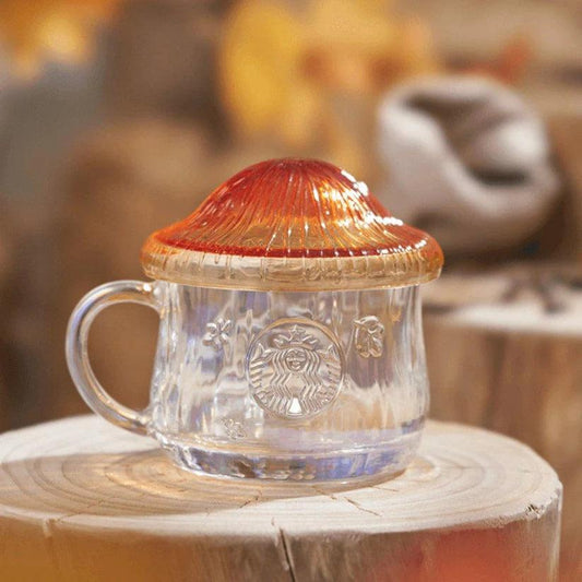 410ml/19oz Forest Pine Shaped Glass with Mushroom Lid (Starbucks Autumn Forest 2022)