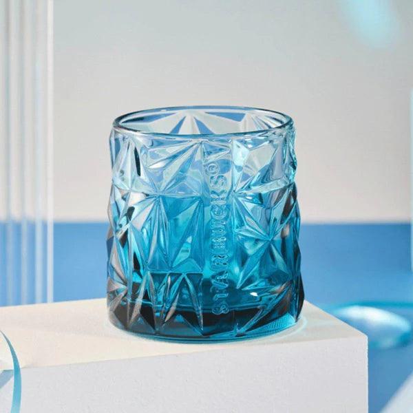 Starbucks 300ml/10oz Gradient Blue Geometric Cut Glass Cup