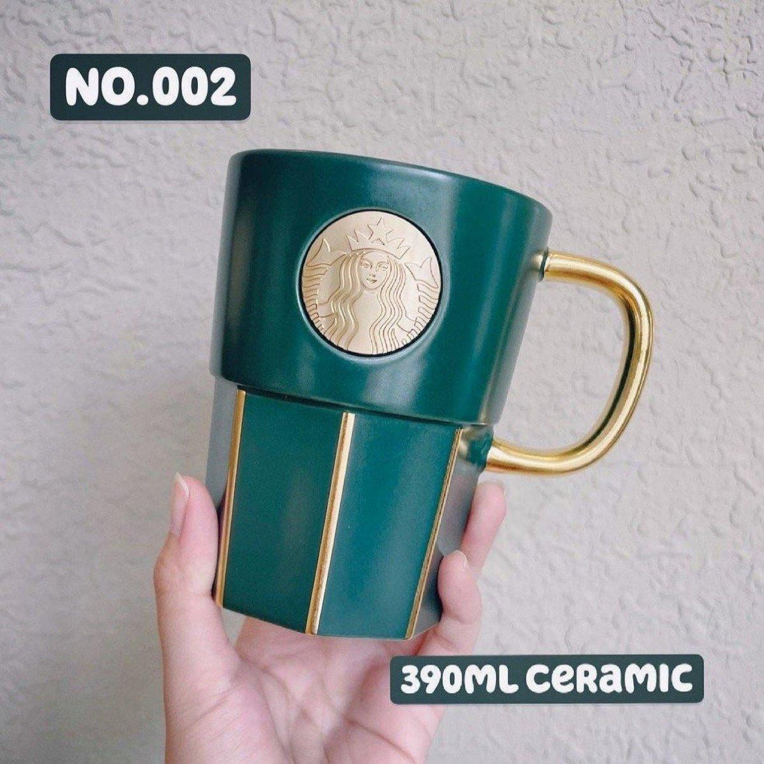 Experience Refinement with No.002 Dark Green Goddess Gold Ceramic Cup - Ann Ann Starbucks