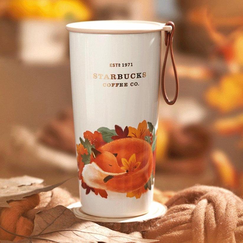 473ml/16oz Maple Leaves Laying Fox with Lid (Starbucks Autumn Forest 2022)