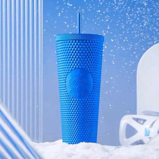 Starbucks China 2022 Christmas Klein Blue Studded 24OZ Venti Tumbler Straw Cup