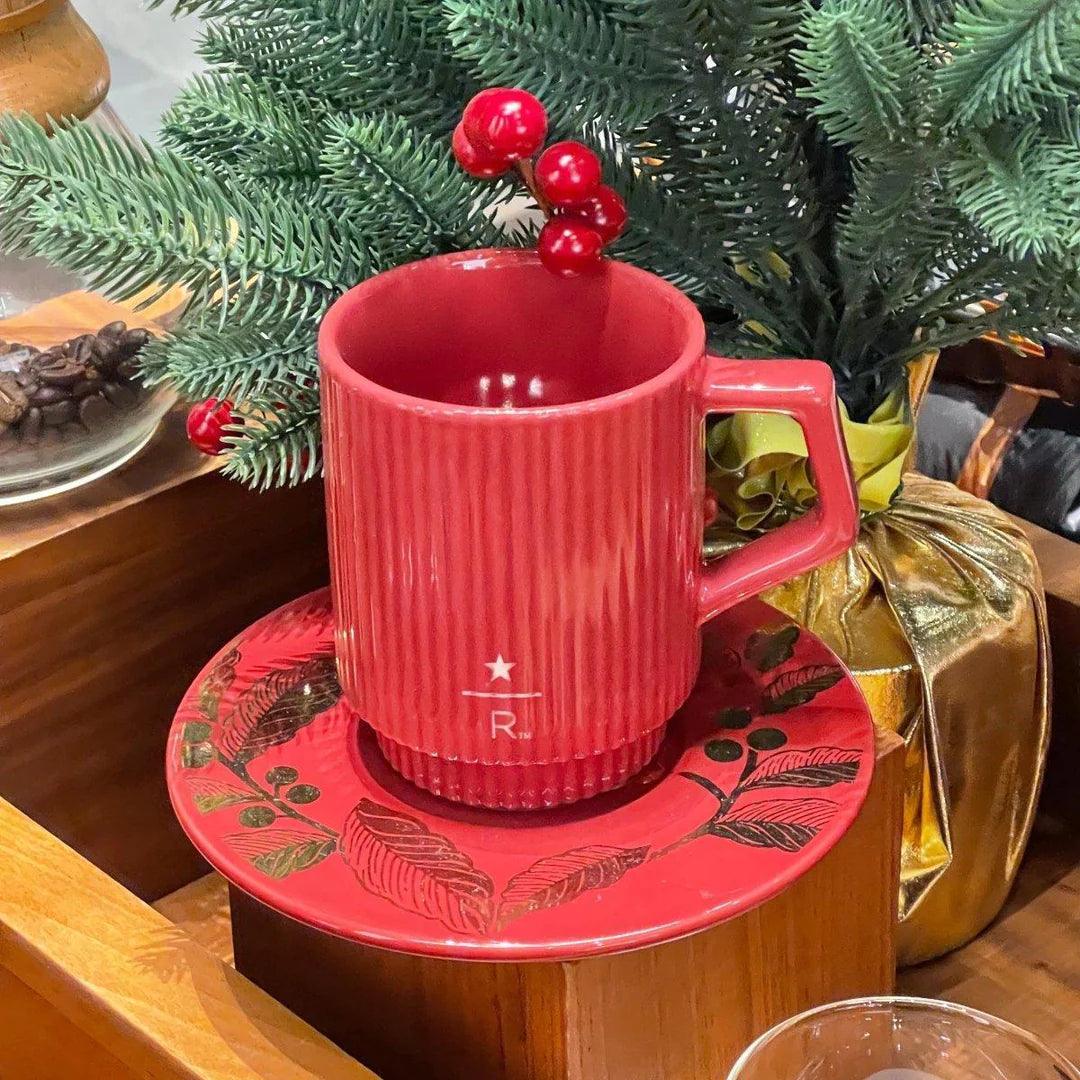 Starbucks Reserve Red Ceramic Mugs and Saucer with Exclusive Box 355ml/12oz (Starbucks Reserve New Year of Tiger Collection 2022) 