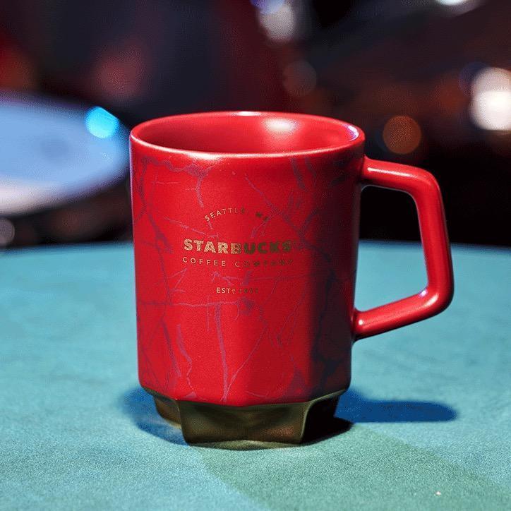 Starbucks Red Gold Star Ceramic mug