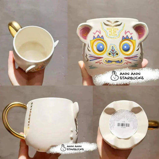 White Tiger Head 355ml / 12oz Ceramic Mug  (Starbucks China 2022 Chinese Lunar New Year Collection)