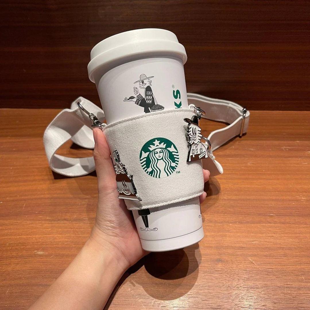 Starbucks x Lala Company White Stainless Steel 17oz cup with strap