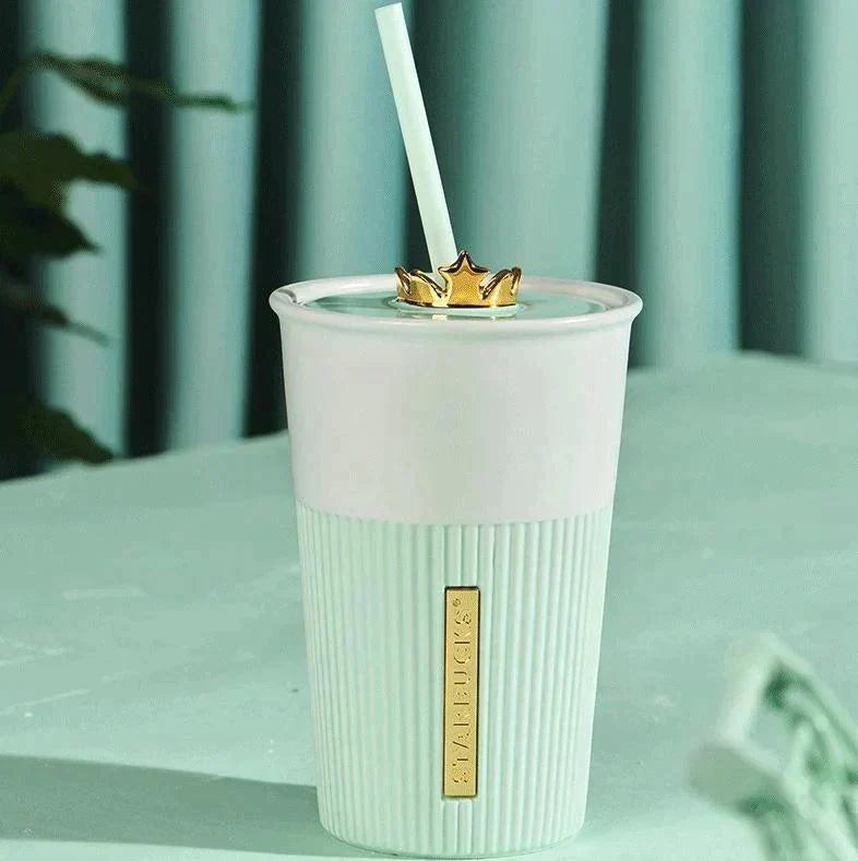 The Lovely Starbucks Mint Green Crown Ceramic Straw Cup: 2021 Edition - Ann Ann Starbucks