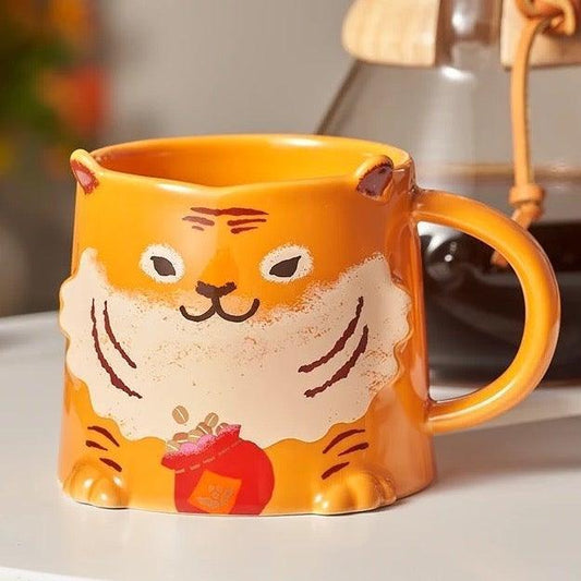 The Ultimate Ceramic Mug for Coffee Lovers: The Tiger With Coffee Bean Pouch Mug - Ann Ann Starbucks