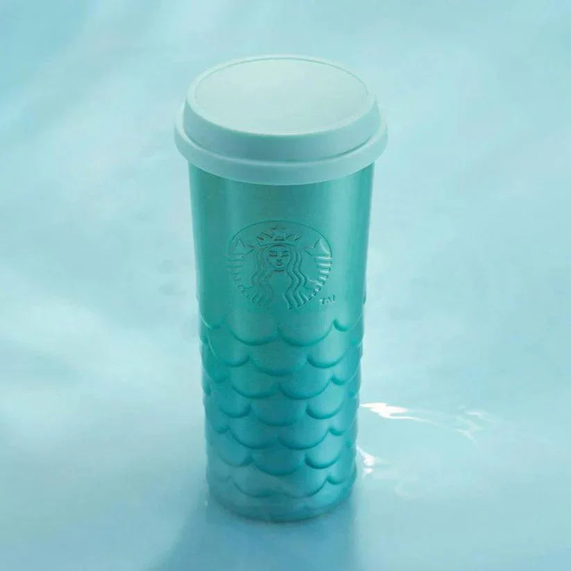 Starbucks 610ml/21oz Anniversary Ocean Blue Embossed Mermaid Scale Stainless Steel Cup