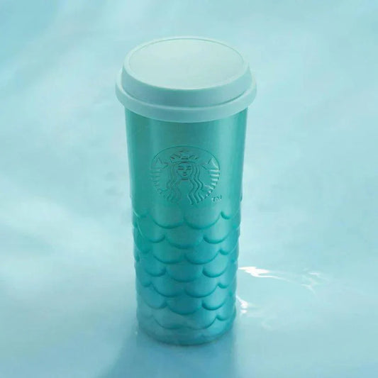 Starbucks 610ml/21oz Anniversary Ocean Blue Embossed Mermaid Scale Stainless Steel Cup