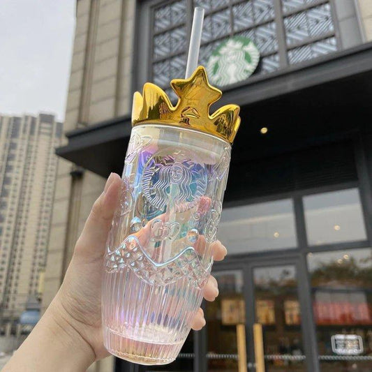 Valentine Special: Iridescent Glass Crown Cup - Ann Ann Starbucks