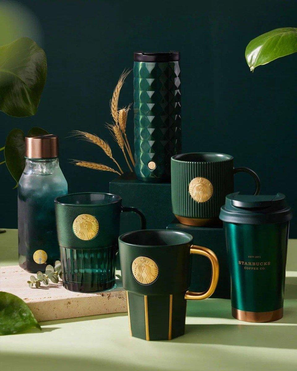 Starbucks Dark Green Gold Cup Collection - Ann Ann Starbucks