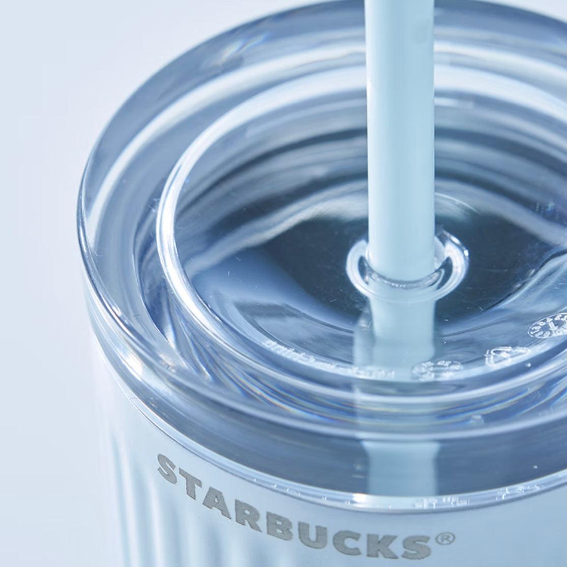 Starbucks 473ml/16oz Gradient Light Blue Double-Lid Stainless Steel Straw Cup