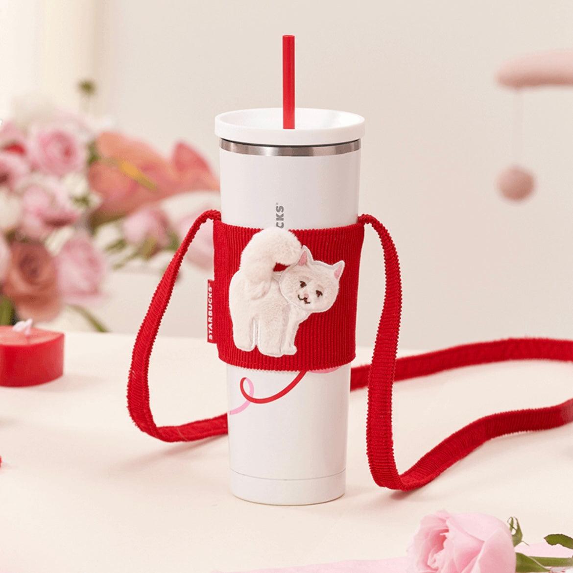 Starbucks 810ml27oz StainlessSteel Straw Cup with Kitten Sleeve