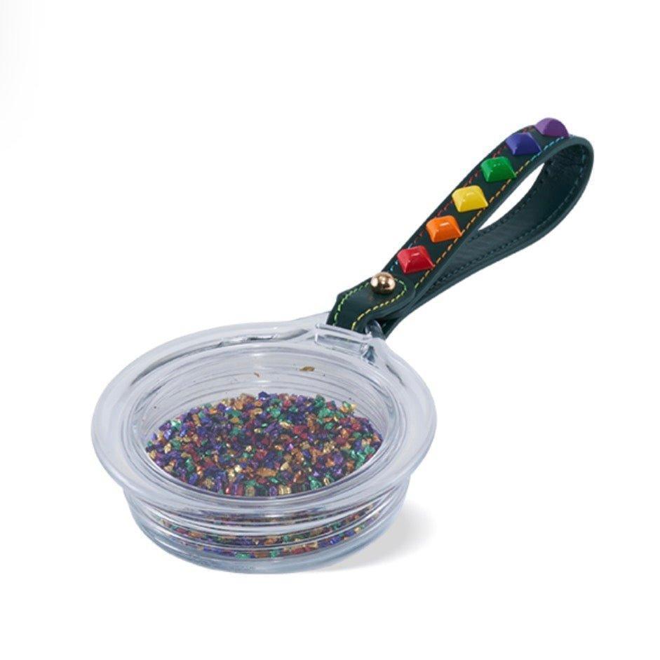 Green and Rainbow Mermaid Stainless Steel Cup with Rainbow Glitter in Lid 355ml/12oz - Ann Ann Starbucks