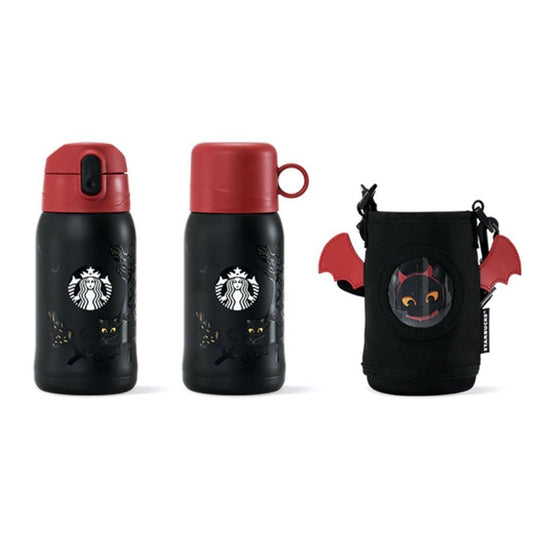 Halloween Bat Stainless Steel Bottle with 2 Lids and Pouch (Starbucks China Halloween 2021 Edition) - Ann Ann Starbucks