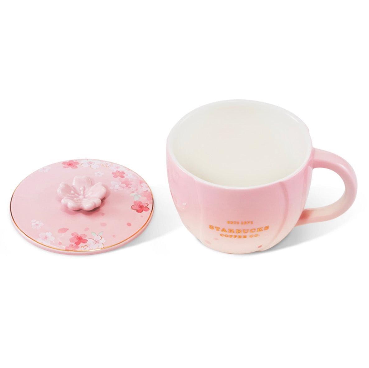 Pink Cherry Blossom Sakura Ceramic Mug with Lid 380ml/12.85oz - Ann Ann Starbucks