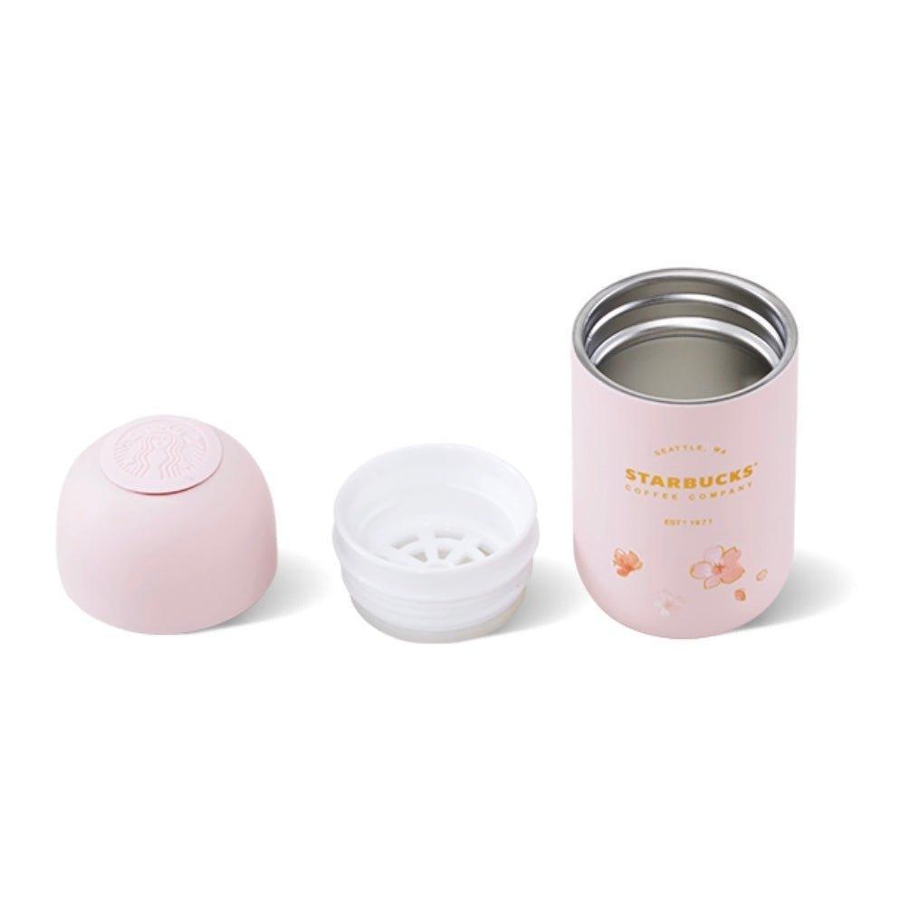 Pink Cherry Blossom Sakura Stainless Tumbler and Embroidered Bag 220ml/7.44oz - Ann Ann Starbucks