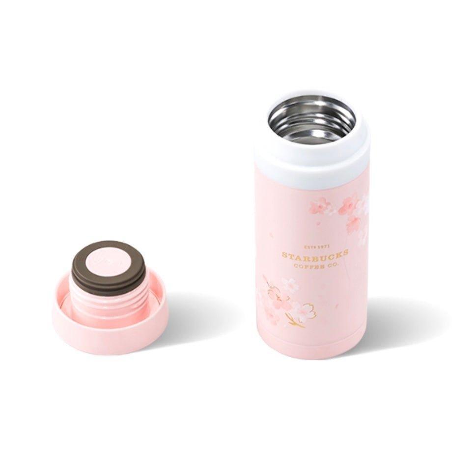 Pink Cherry Blossom Stainless Steel Tumbler with Woven Style Pouch 200ml/6,76oz - Ann Ann Starbucks