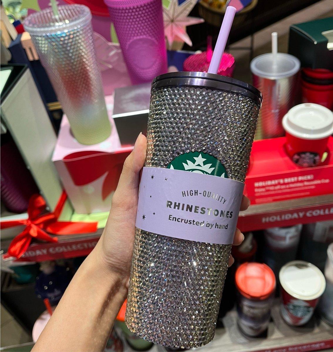 Purple Rhinestone Stainless Steel Cold Cup (16oz) - Ann Ann Starbucks