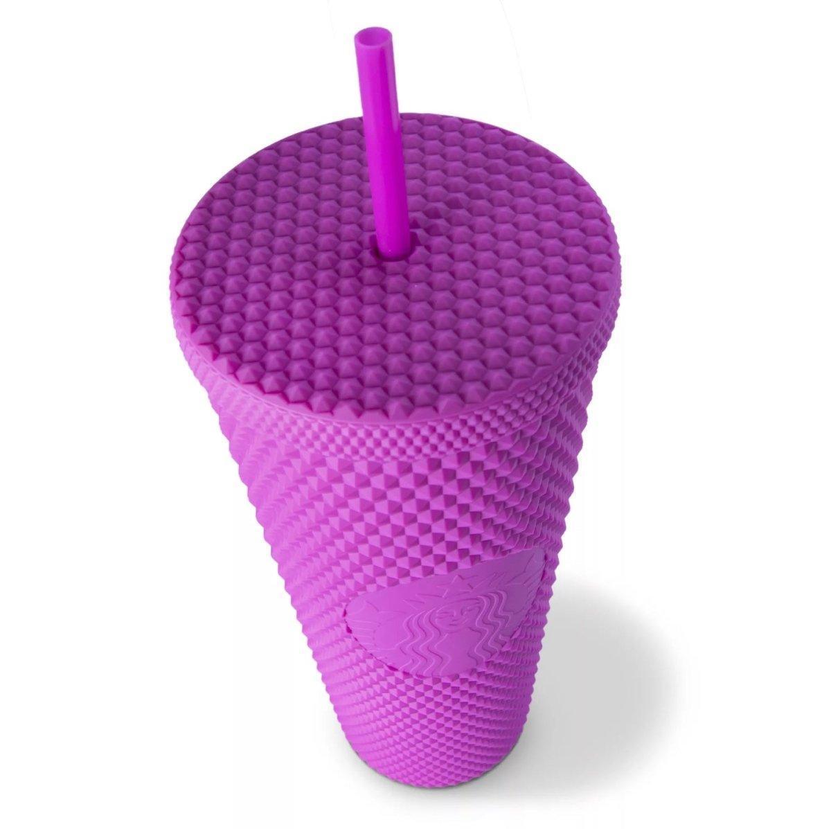 Purple Soft Touch Bling Studded Cold Cup (24oz) - Ann Ann Starbucks