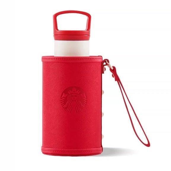 Red White Stainless Steel Bottle with Red Pouch 355ml / 12oz - Ann Ann Starbucks