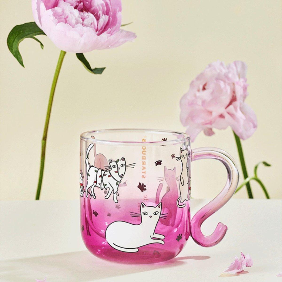 Starbucks 275ml/9oz Kate Spade’s Kitty Glass Cup - Ann Ann Starbucks