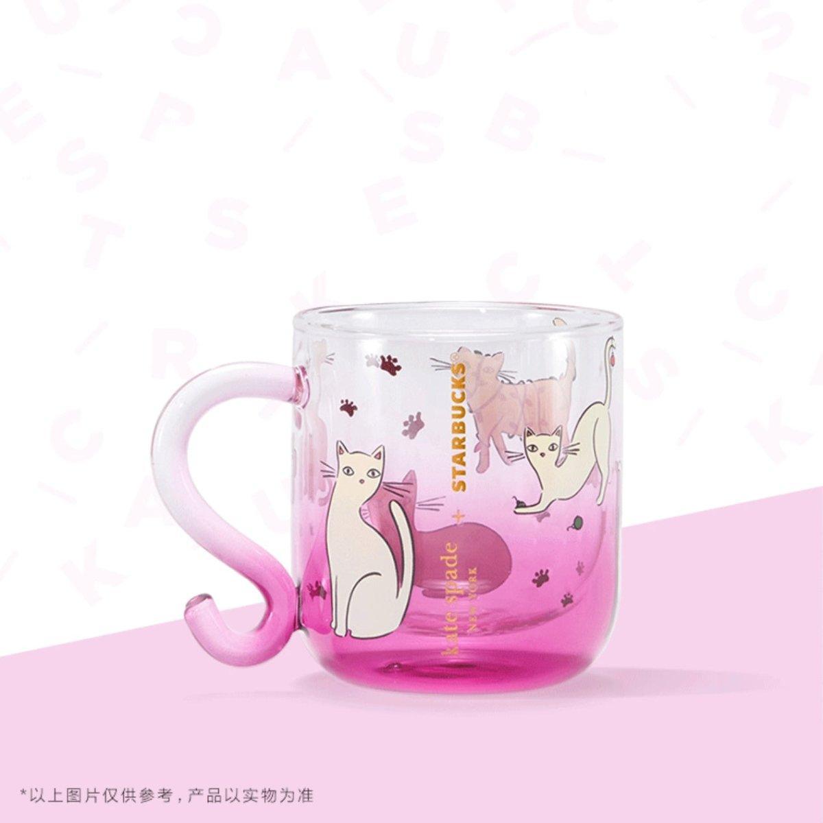 Starbucks 275ml/9oz Kate Spade’s Kitty Glass Cup - Ann Ann Starbucks