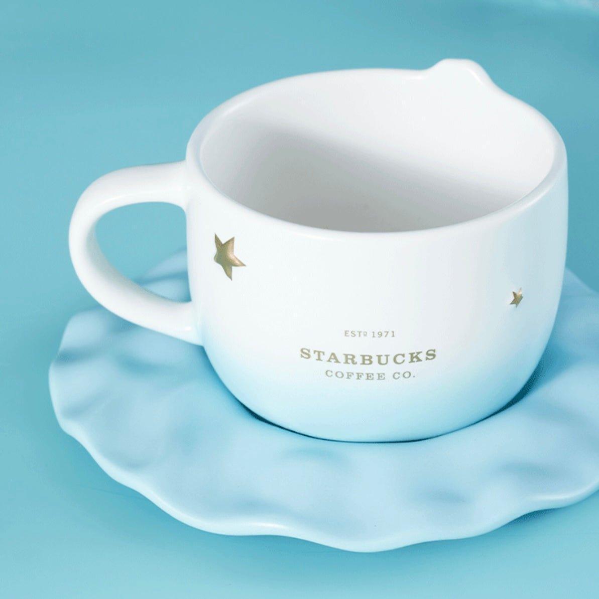 Starbucks 296ml/10oz Anniversary Ocean Mermaid Coffee Cup with Sea-wave Saucer - Ann Ann Starbucks