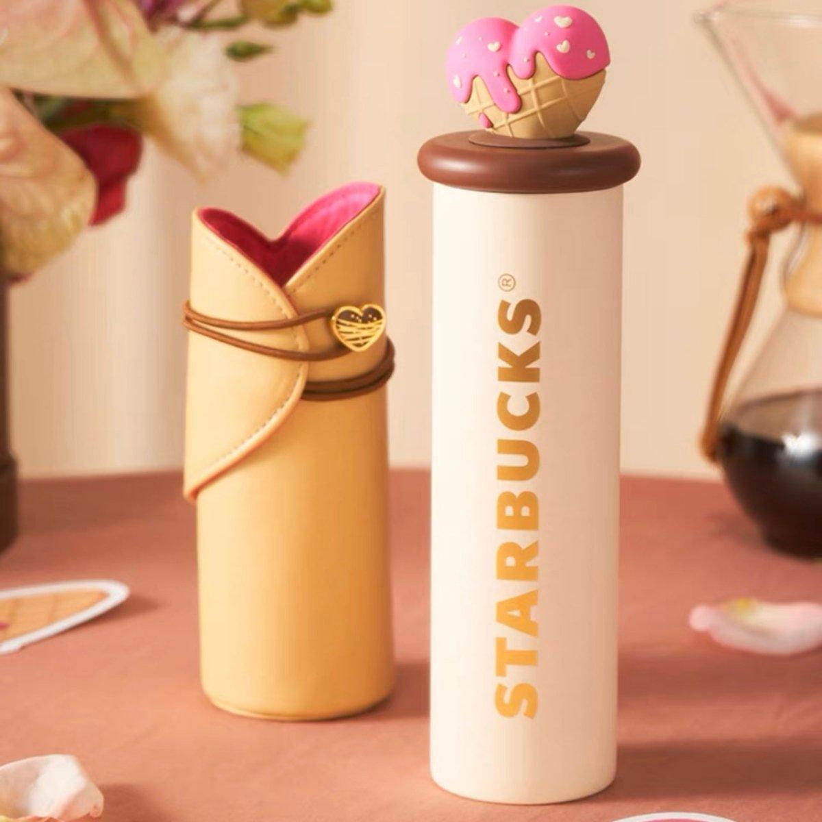 Starbucks 330ml/11oz Lovely Biscuit Stainless Steel Bottle with Sleeve - Ann Ann Starbucks