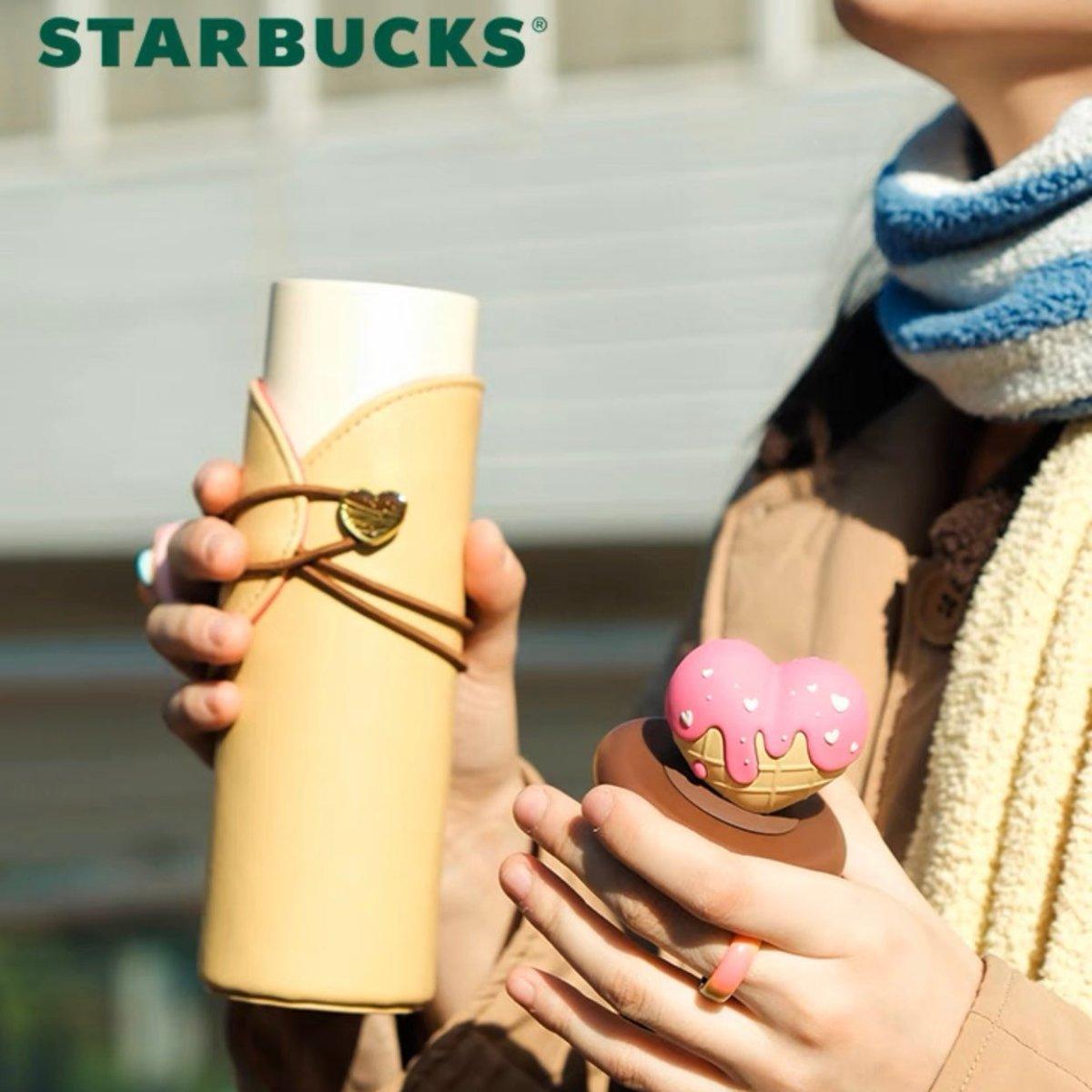 Starbucks 330ml/11oz Lovely Biscuit Stainless Steel Bottle with Sleeve - Ann Ann Starbucks