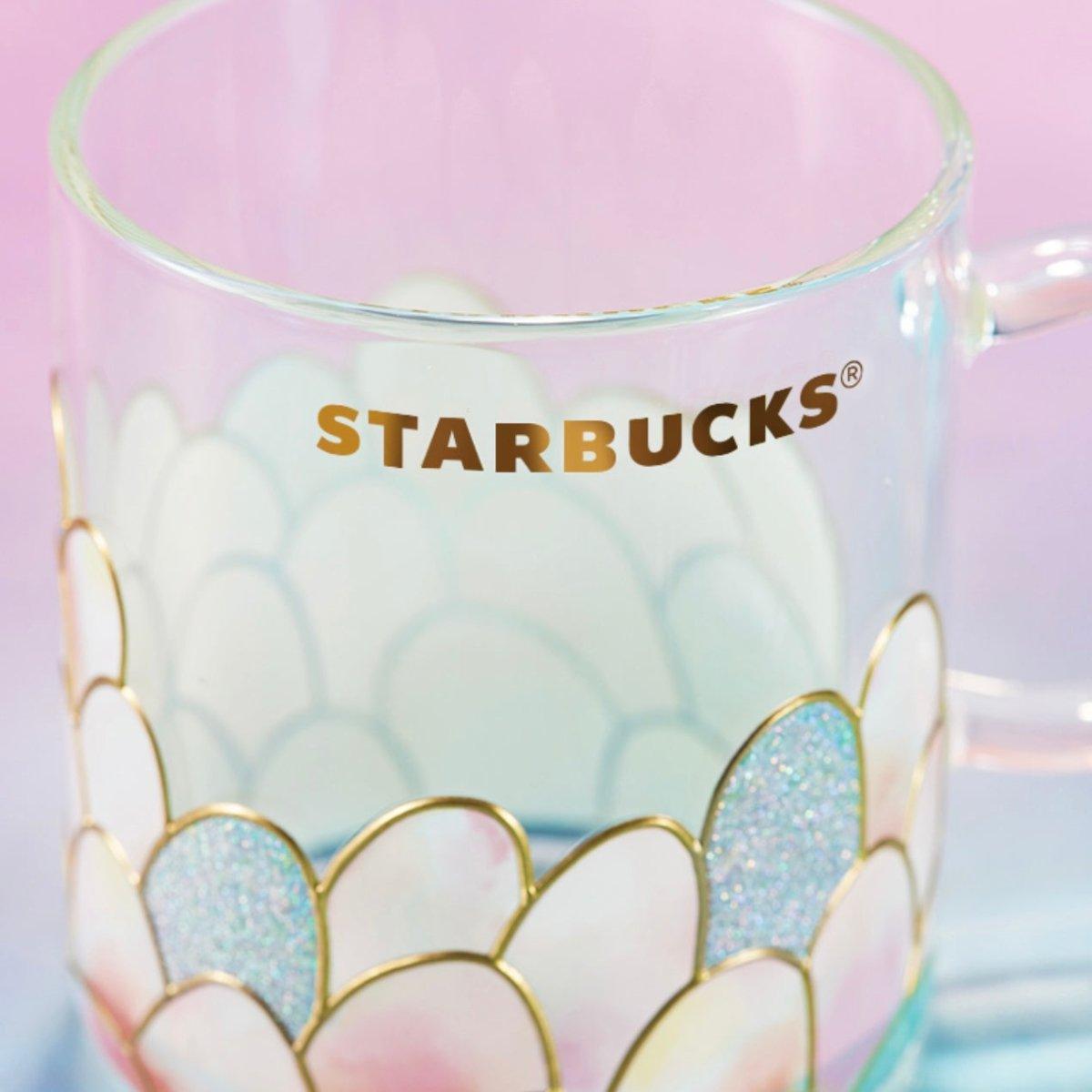 Starbucks 355ml/12oz Anniversary Phantom Pink Mermaid Scale Pattern Glass Cup - Ann Ann Starbucks