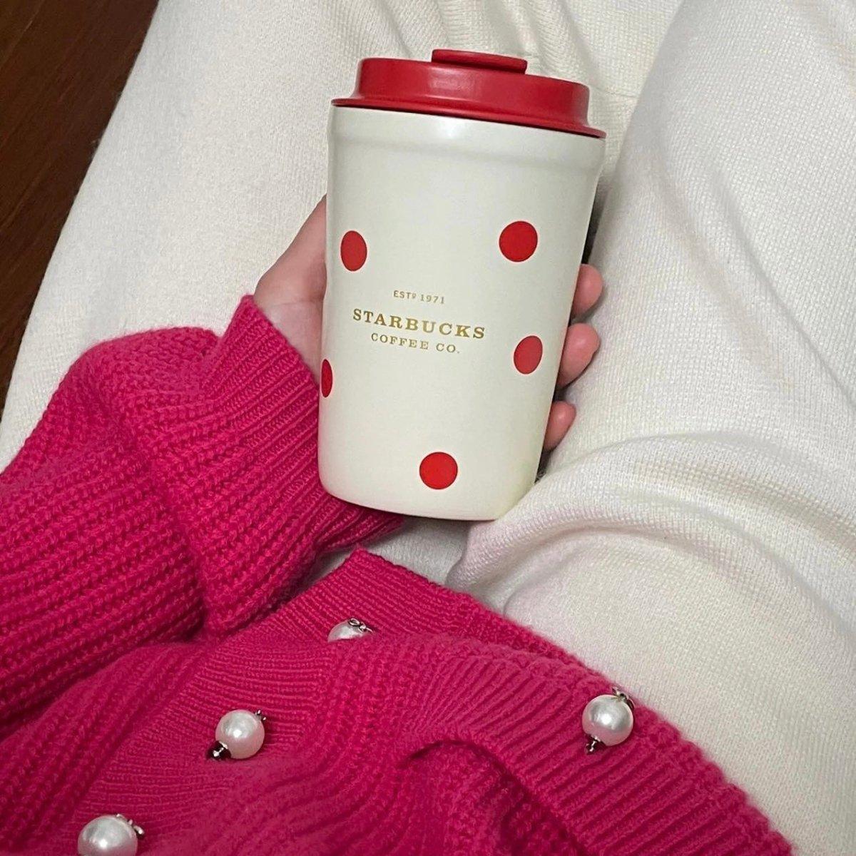 Starbucks 355ml/12oz Christmas Polka Dots Stainless Steel Cup (exclusive of Coffee Beans) - Ann Ann Starbucks