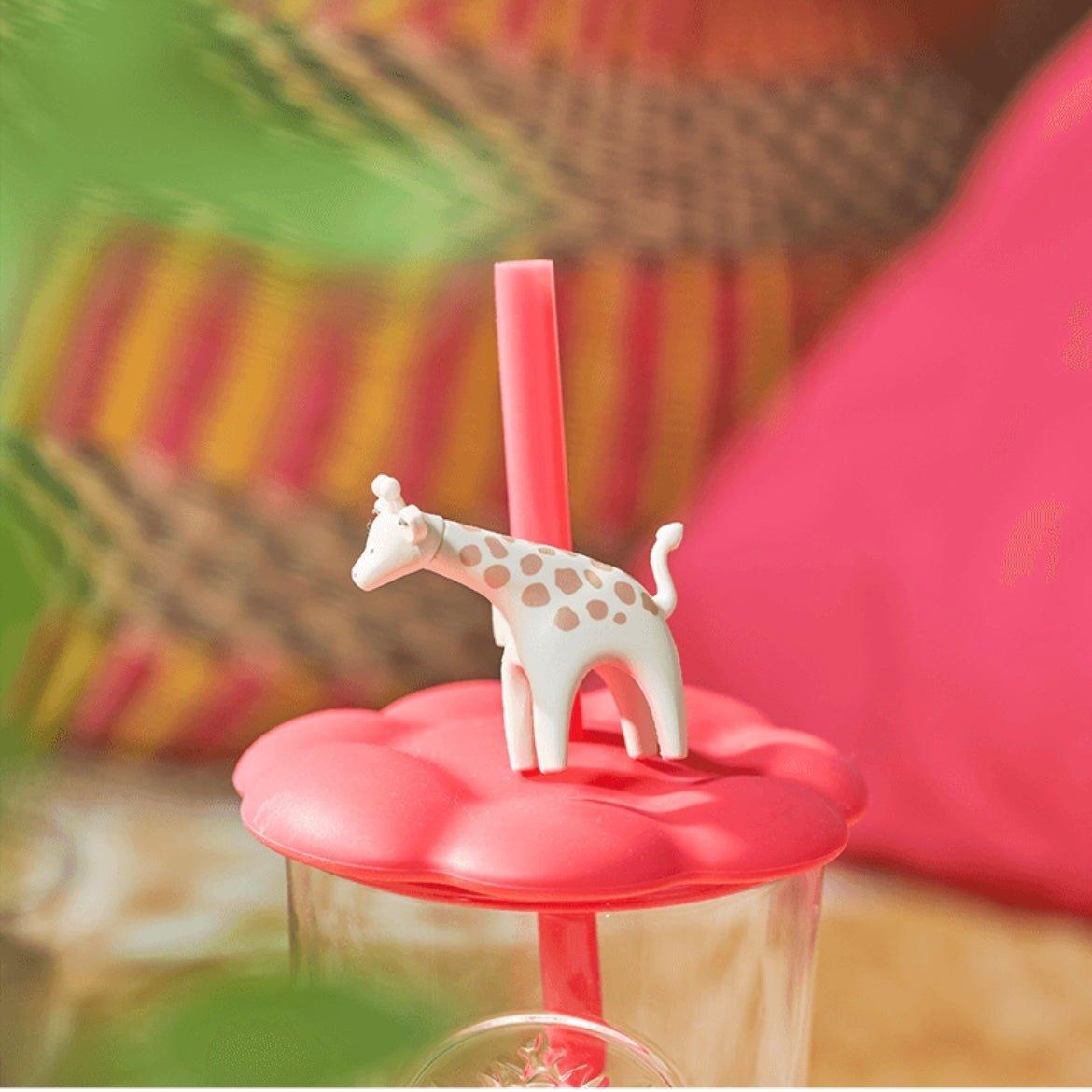 Starbucks 355ml/12oz Giraffe Glass Cup with Straw - Ann Ann Starbucks