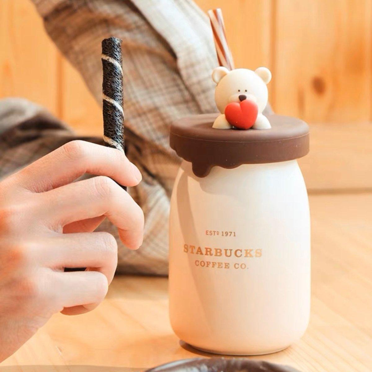 Starbucks 355ml/12oz Lovely Bear Ceramic Straw Cup - Ann Ann Starbucks