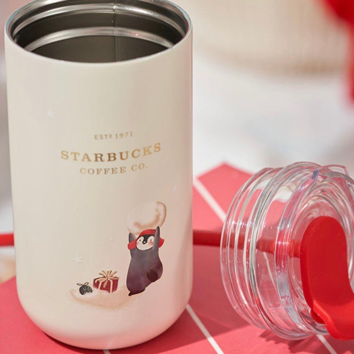 Starbucks 355ml/12oz Winter Stainless Steel Cup with Travelling Penguins Bag - Ann Ann Starbucks