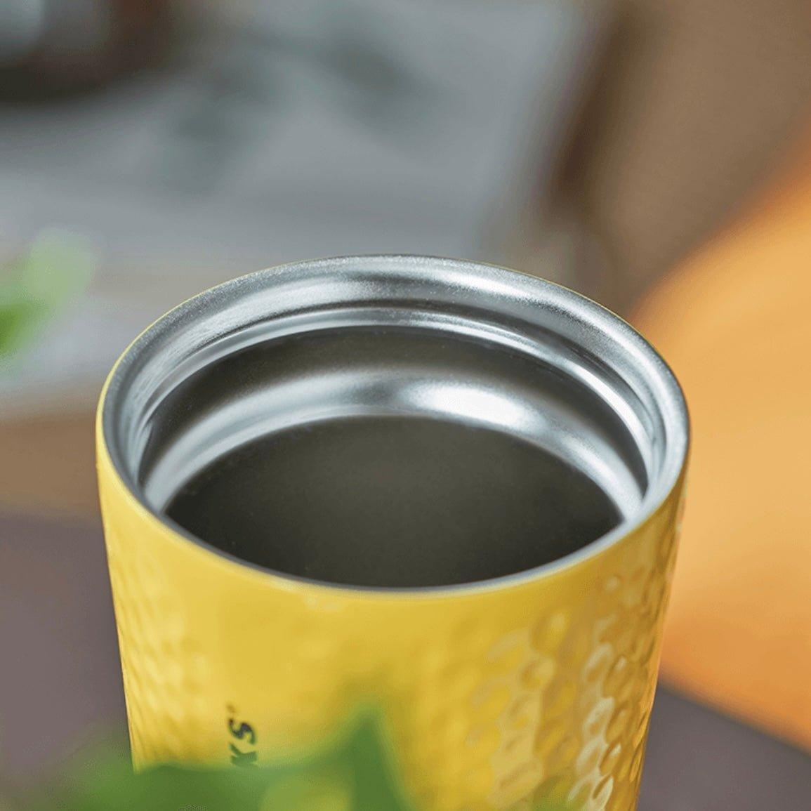 Starbucks 355ml/12oz Yellow Hammered Stripped Stainless Steel Cup - Ann Ann Starbucks