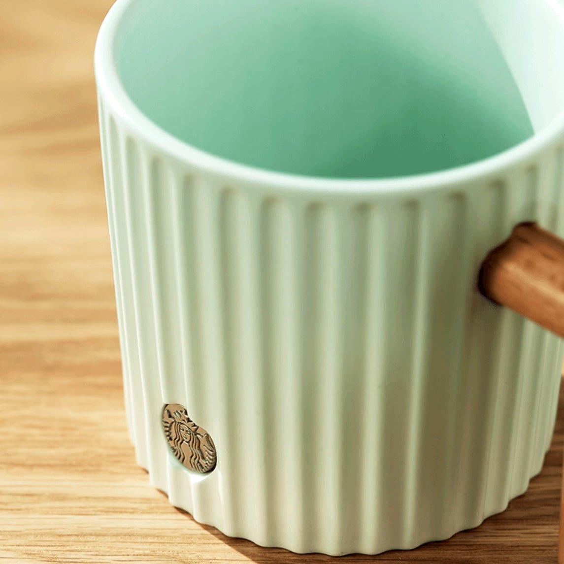 Starbucks 375ml/12oz Mint Green Gradient Ceramic Stripe Cup - Ann Ann Starbucks