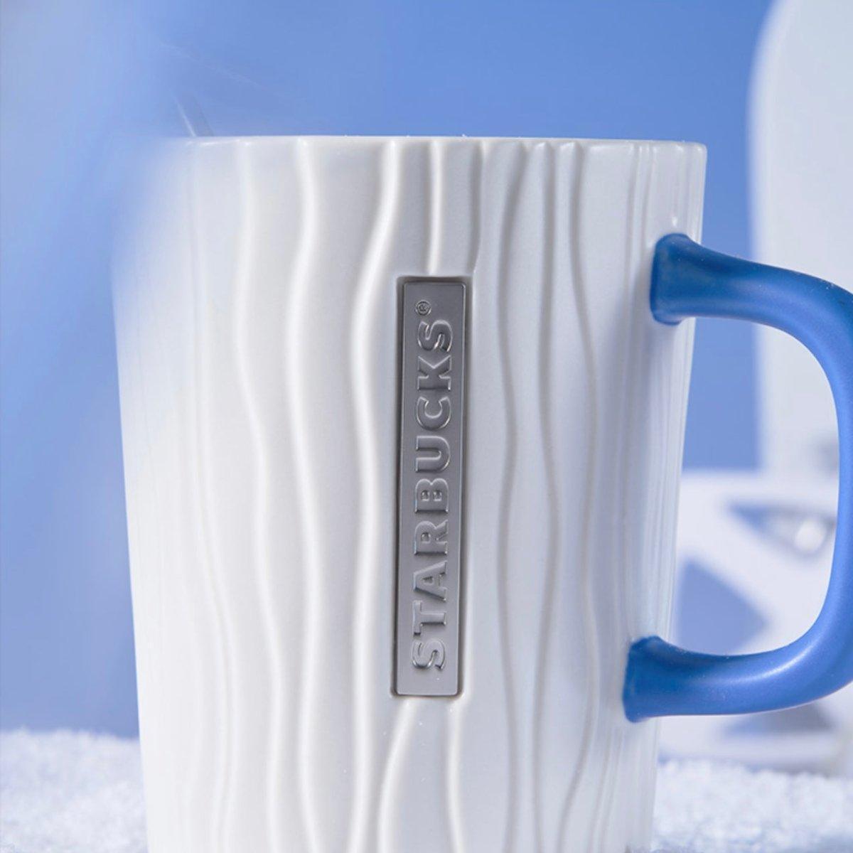 Starbucks 380ml/13oz Blue White Glacier Ceramic Mug with Stirrer - Ann Ann Starbucks