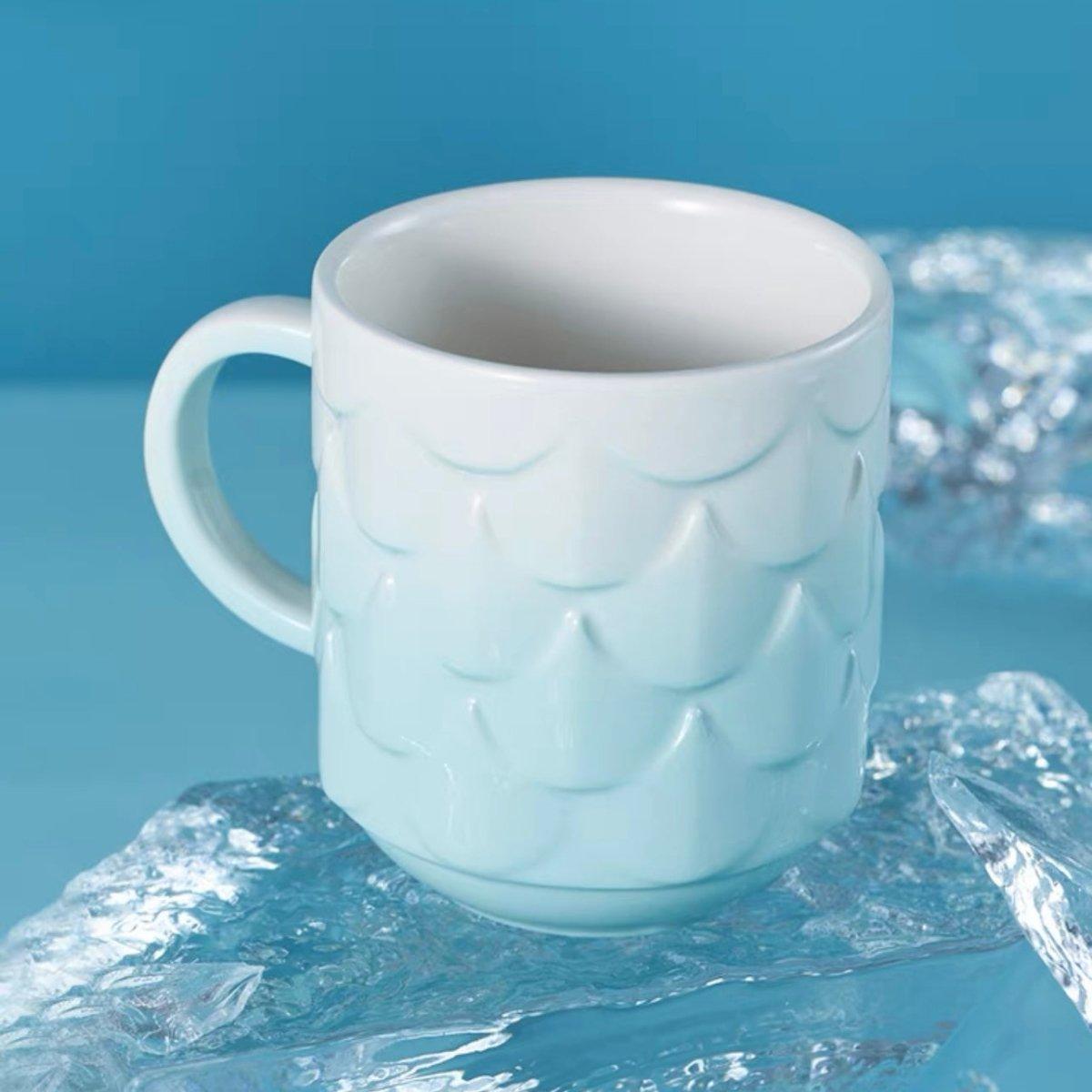 Starbucks 385ml/13oz Anniversary Ocean Wind-Wave Embossed Ceramic Cup with Logo - Ann Ann Starbucks