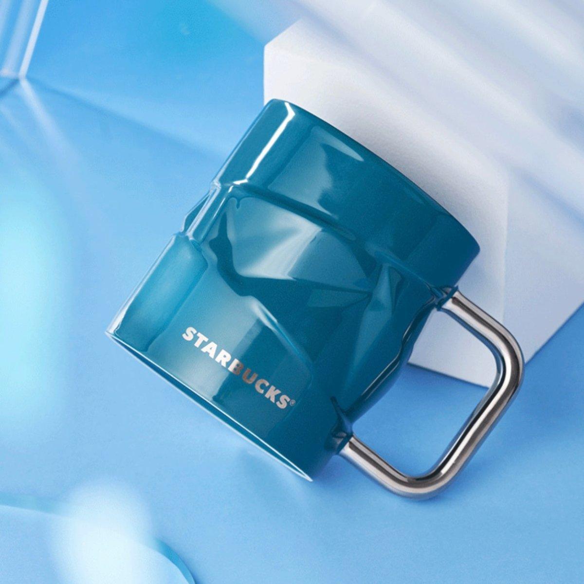 Starbucks 405ml/14oz Blue Geometric Cut Ceramic Mug - Ann Ann Starbucks