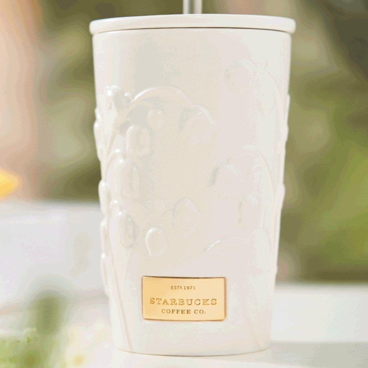 Starbucks 410ml/19oz Graceful Bellflower Crafted Ceramic Mug Straw Cup - Ann Ann Starbucks