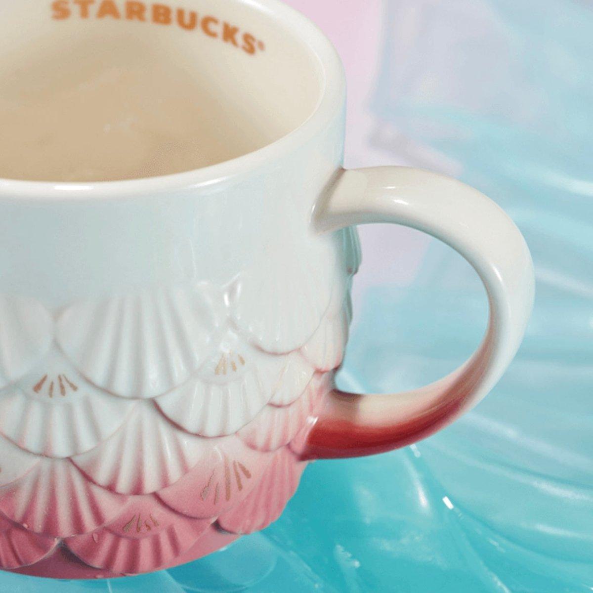 Starbucks 414ml/14oz Anniversary Phantom Pink Gradient Embossed Mermaid Scale Ceramic Mug - Ann Ann Starbucks